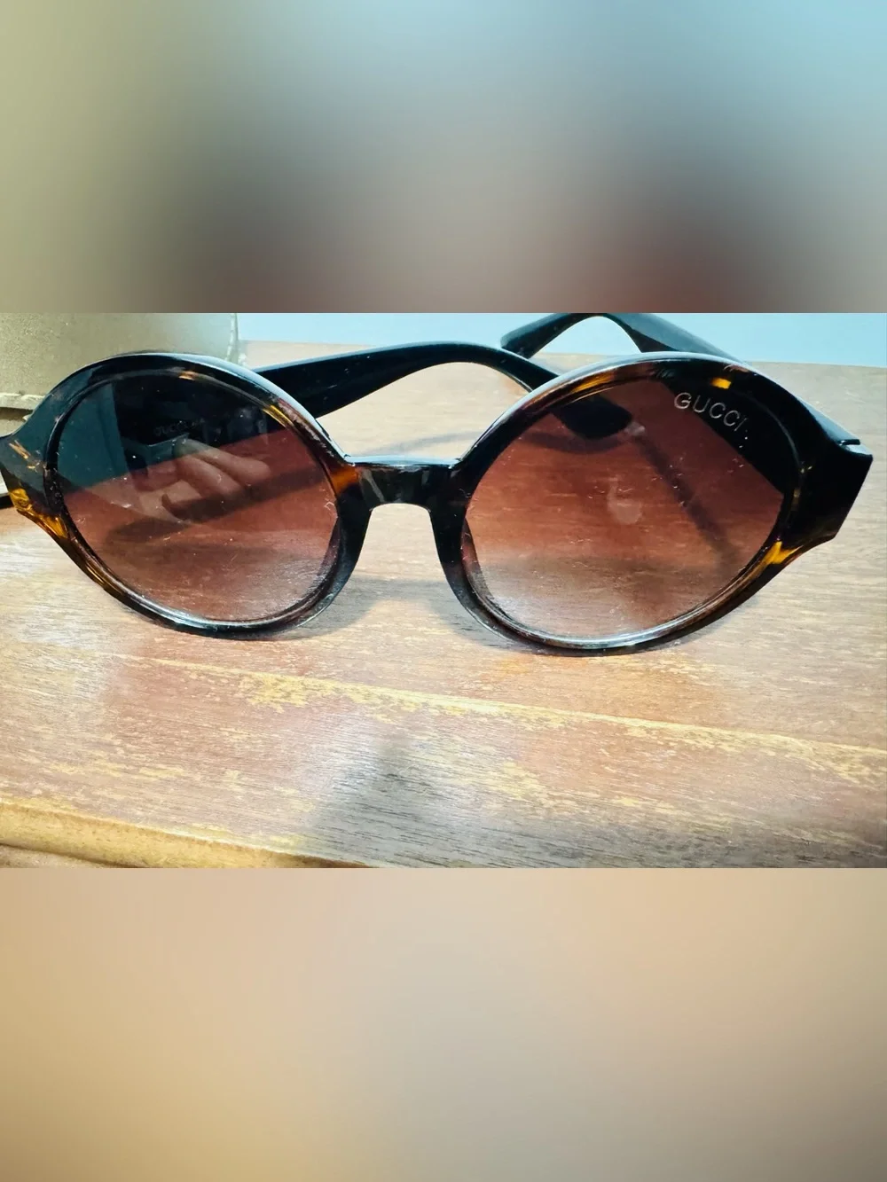 Gucci Tortoiseshell Round Women's Sunglasses with Brown Lenses
